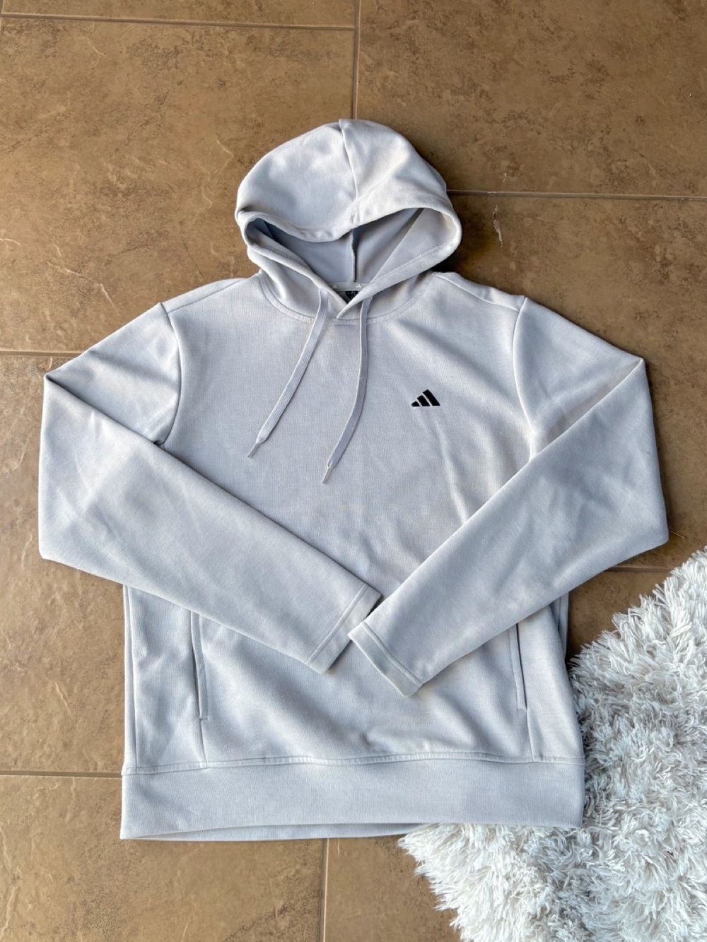 Adidas Light Gray Pullover Hoodie • Size Small